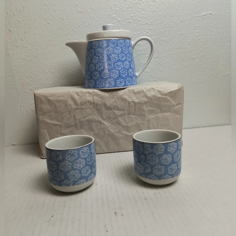 Pottery House Japanese Teapot Blue Floral Porcelain Tea Lover Made In Japan